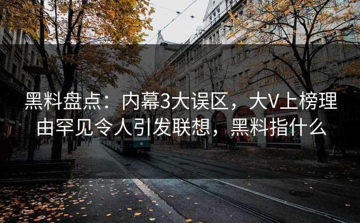 黑料盘点：内幕3大误区，大V上榜理由罕见令人引发联想，黑料指什么