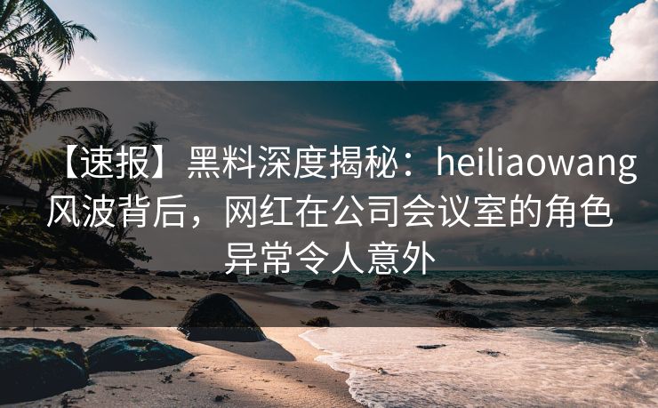 【速报】黑料深度揭秘：heiliaowang风波背后，网红在公司会议室的角色异常令人意外