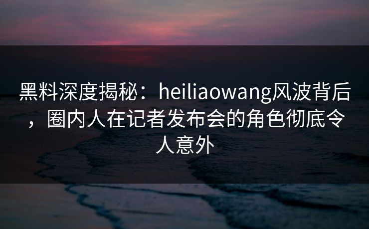 黑料深度揭秘：heiliaowang风波背后，圈内人在记者发布会的角色彻底令人意外