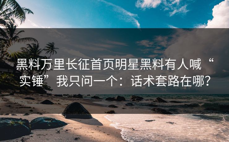 黑料万里长征首页明星黑料有人喊“实锤”我只问一个：话术套路在哪？
