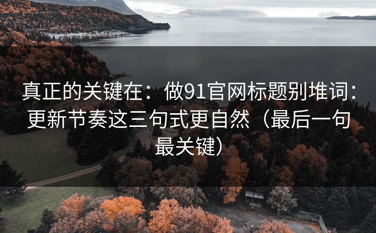 真正的关键在：做91官网标题别堆词：更新节奏这三句式更自然（最后一句最关键）