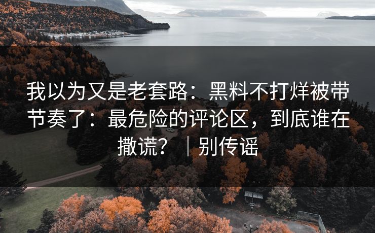 我以为又是老套路：黑料不打烊被带节奏了：最危险的评论区，到底谁在撒谎？｜别传谣